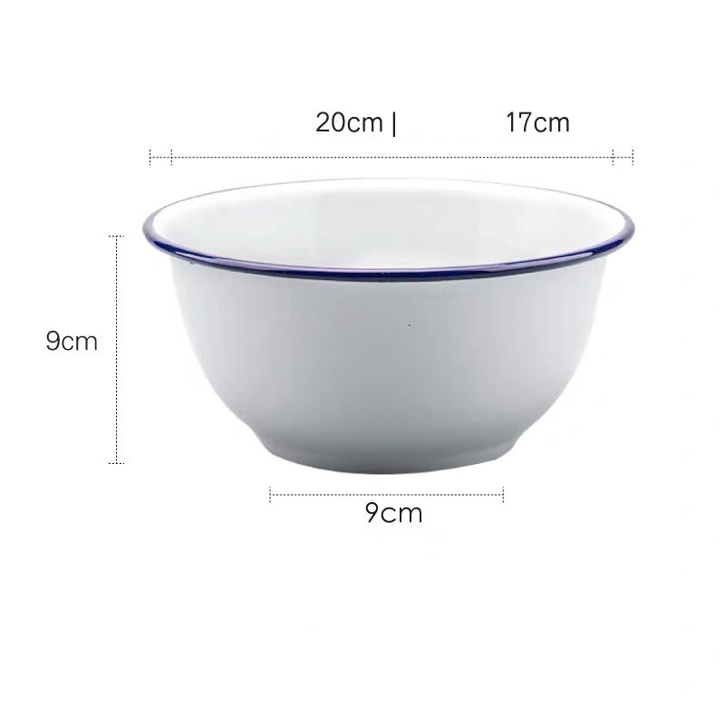 Japanese Ceramic Red and Blue Edge Enamel Bowl Household Large Rice Bowl Soup Noodle Dessert Bowl Kitchen Tableware: 1.5L Blue