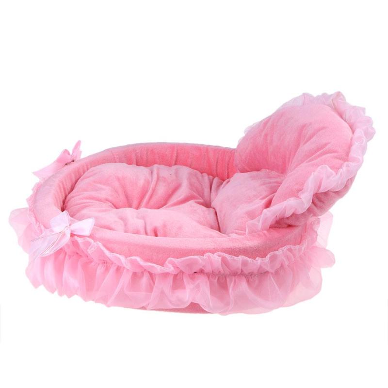 HKML okrągłe legowisko dla psa różowa koronka księżniczka dom dla szczeniaka pieska Miś pościel mata budy gniazdo sofa mata kot placki łóżko artykuły dla zwierząt
