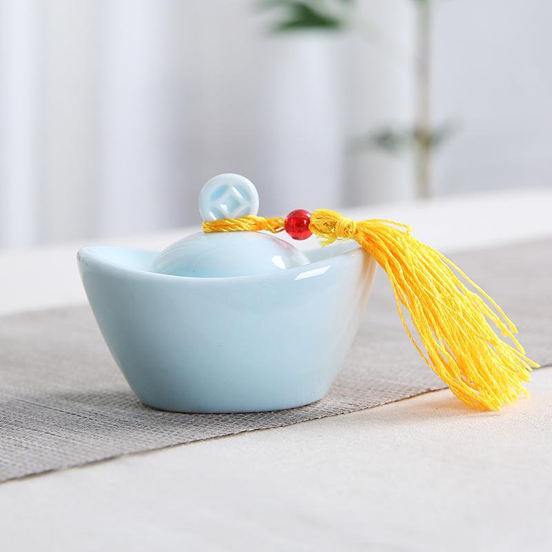 Stevige theedoos schoenvormige goudstaaf theepot droge fruitpot porseleinen doos voor thuis keukendecoratie voedseltank: Blauw