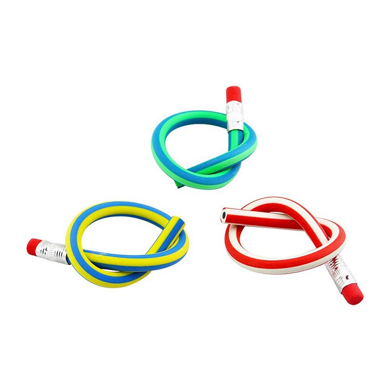 10 Stuks Buigbare Potlood Baby Kids Meisjes Jongens Kleurrijke Magic Bendy Flexibele Zacht Potlood Met Gum Kerst Verjaardag Schrijven
