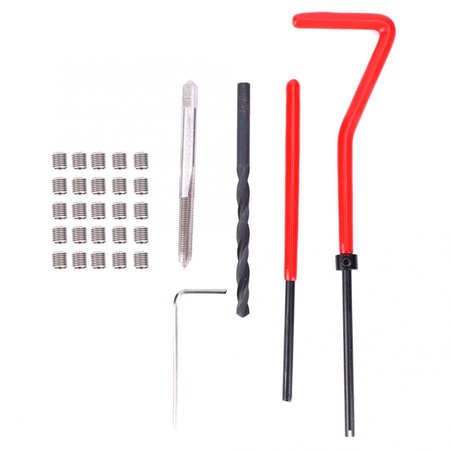30Pcs Stainless steel thread repair insert Thread Repair Kit Stainless Steel Twisted Drill Tap Wrench Threaded Insert Tool