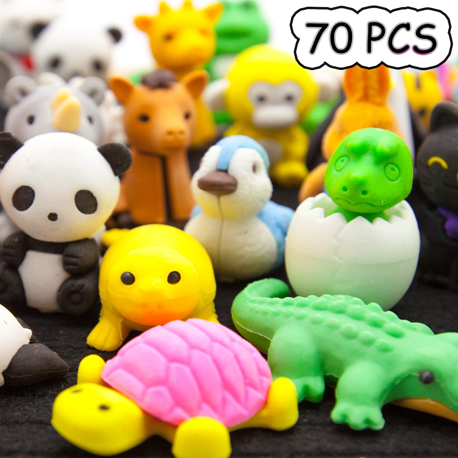 70PCS Animal Eraser Puzzle Erasers for Kids Classroom Party Favors Prizes Cute & Novelty Animal Pencil Erasers