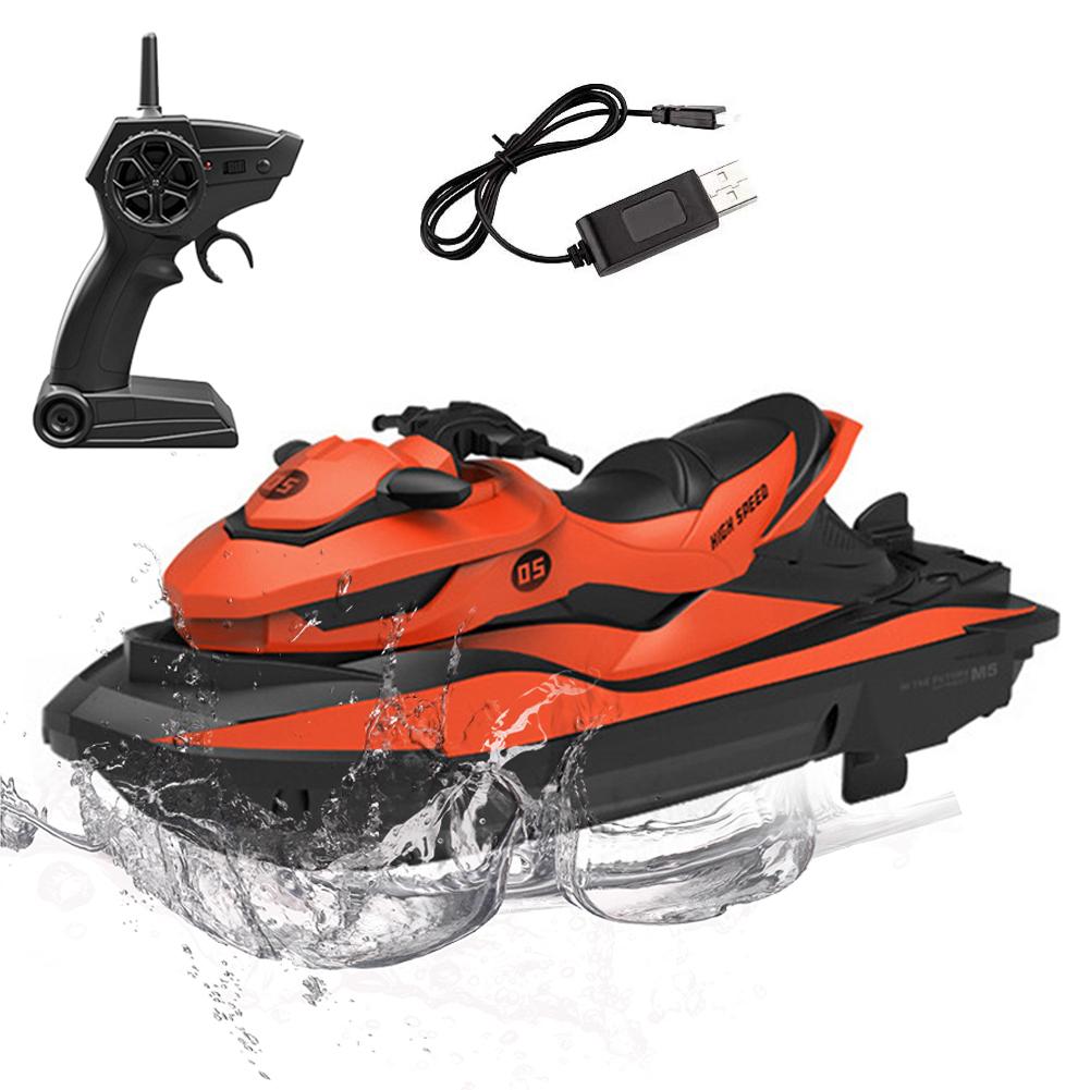 Remote Control Motor Boat Toy RC Speedboat Toys For Swimming Pool Water Play Game RC Boat Toy For Kids And Adults: Orange