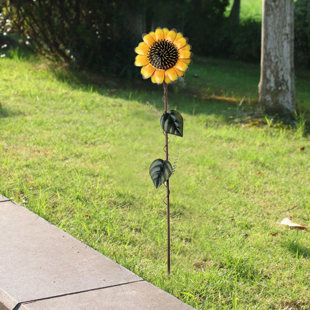 Outside Decorative Plant Flower Metal Sunflower Garden Stakes Rustic Stake Lawn Yard Stick Ornaments
