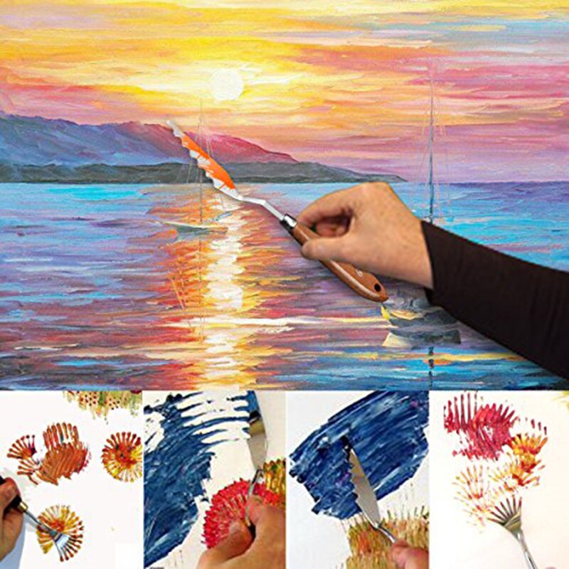 Dainayw 5Pcs Palette Knife Set Oil Knives Artist Crafts Stainless Steel Palette Scraper For Mixing Painting Acrylic Art Supplies