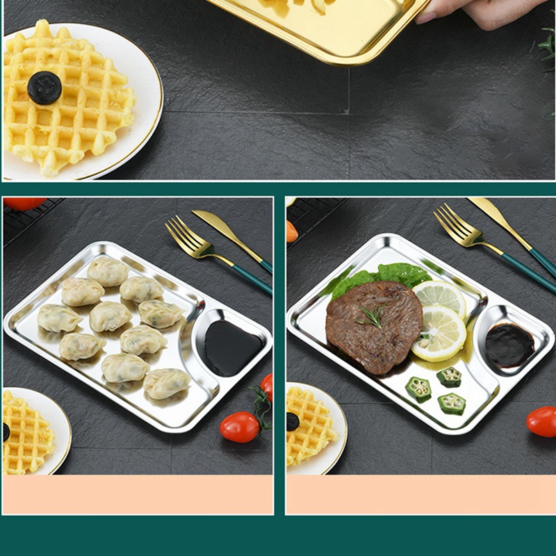 Stainless Steel Plate Rectangular Tray Practical Flat-Bottom Tray Rectangular Tray Restaurant Flat Bottom Plate