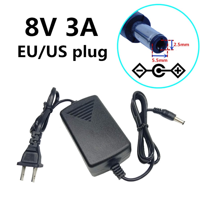 Dc5.5mmx2.5mm/2.1 Mm 8V3A 8 Volt 8 V Ac Naar Dc Power Adapter Supply Adapter Us Eu Plug Desktop transformator Converter Switching
