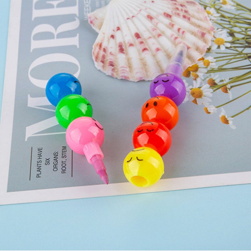 1pcs 7 Color Crayons Art Supplies for Kids Pastel Pen Drawing Set Stationery Smiley Face Crayons Kawaii School Supplies Drawing