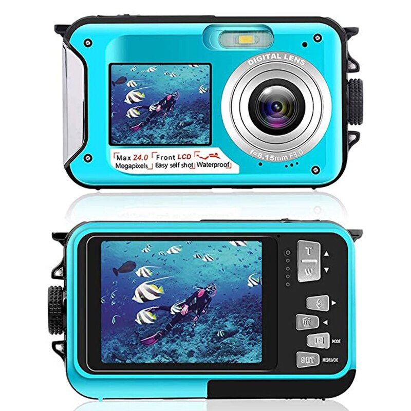 Digital Camera 24MP Dual-Sn Waterproof HD Digital Camera Outdoor 16X Zoom Camera