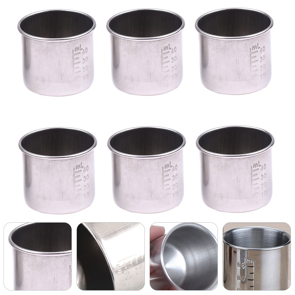 6pcs Graduated Volumetric Beaker Labs Measuring Cups Stainless Steel Scale Beaker