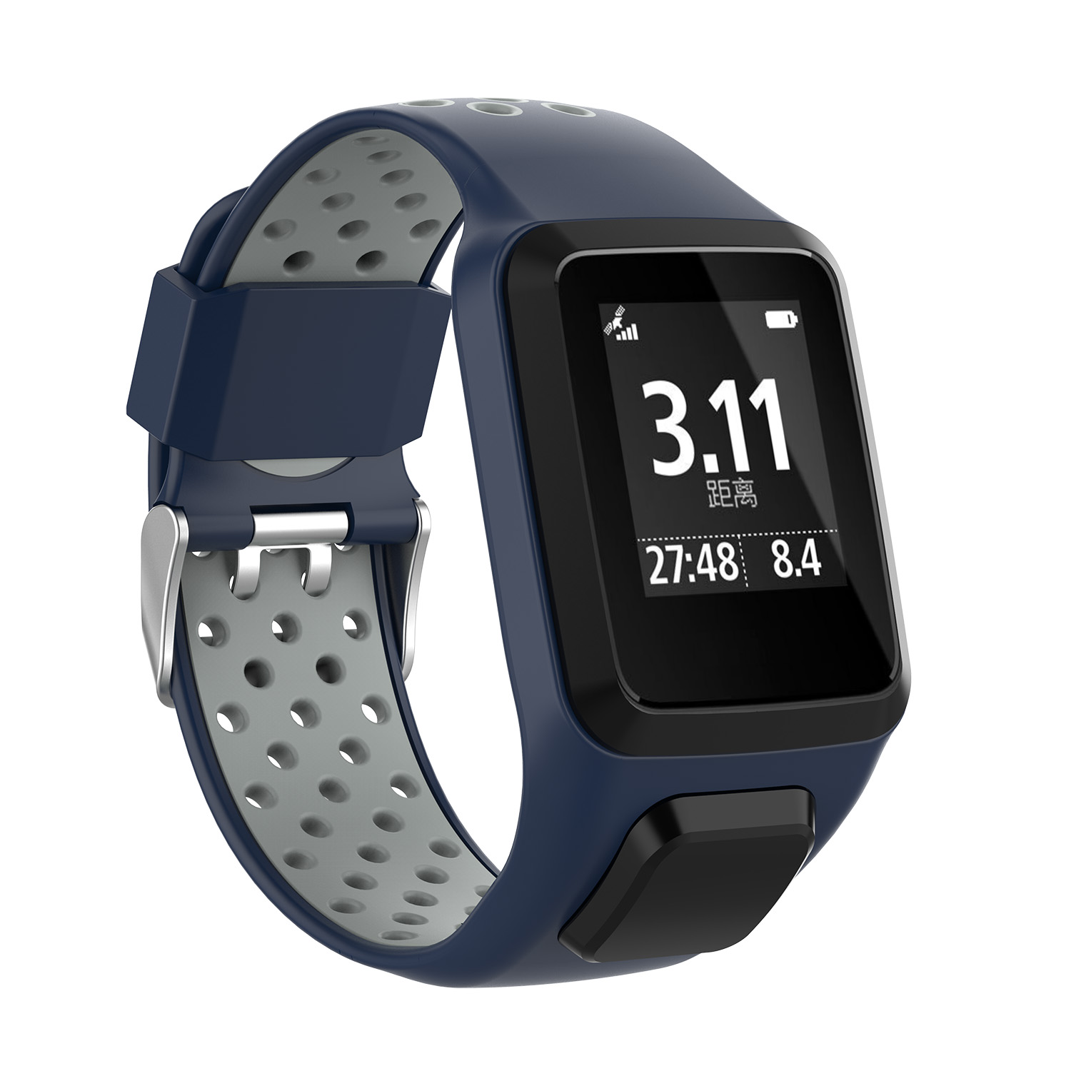 Wrist Band Strap For TomTom 2 3 Runner Spark Music Adventurer Tom Tom Golfer 2 Replacement Bracelet Silicon Belt Watch: xyst-navy blue grey