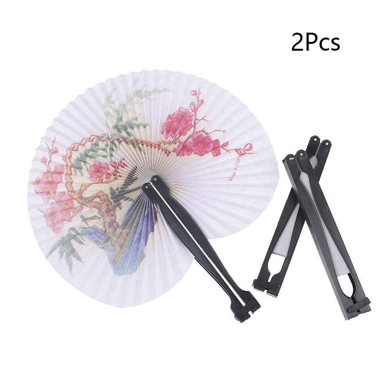 1/2pcs White Folding Paper Plain White Hand Fan Painted Handmade Wedding Party Favors Photo Props: A