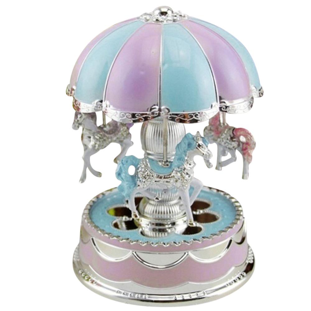 Kids Girls LED Carousel Light Music Box Xmas Home Decor Wedding Birthday Children Musical Geometric Toy