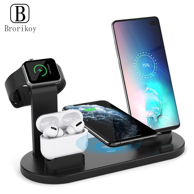 Draadloze 3 In 1 Charger Stand Voor Iphone 11 Pro Xs Max Xr Huawei Xiaomi Samsung Applewatch Serie 4 3 2 Airpods Opladen Dock