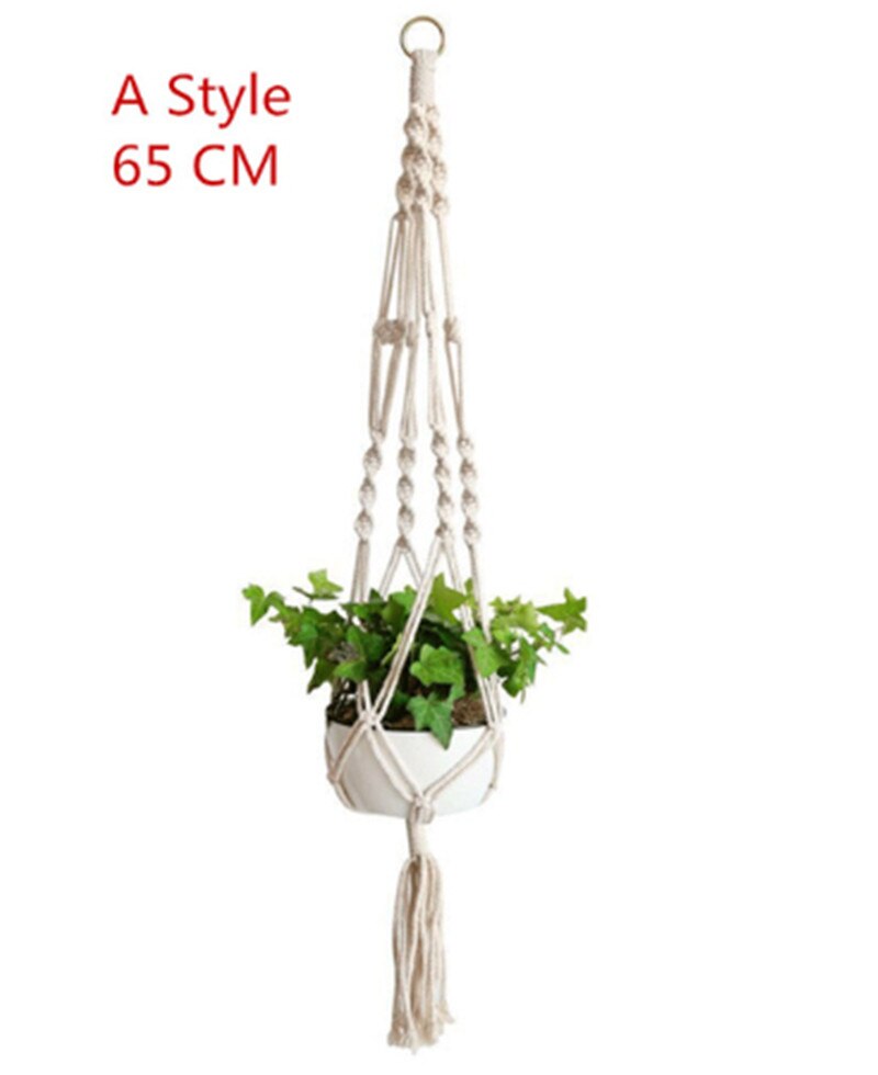 Macrame Plant Hangers Indoor White Cotton Rope Flowers Pots Hanging: A 65CM