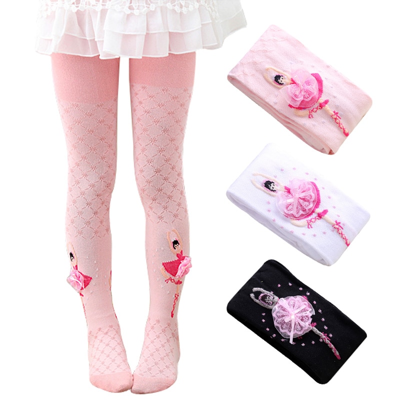 Cotton Tights For Girls Cute White Princess Dance Children Pantyhose Ballet Girls Tights Elastic Baby Girl Stockings For 1-9 Yrs