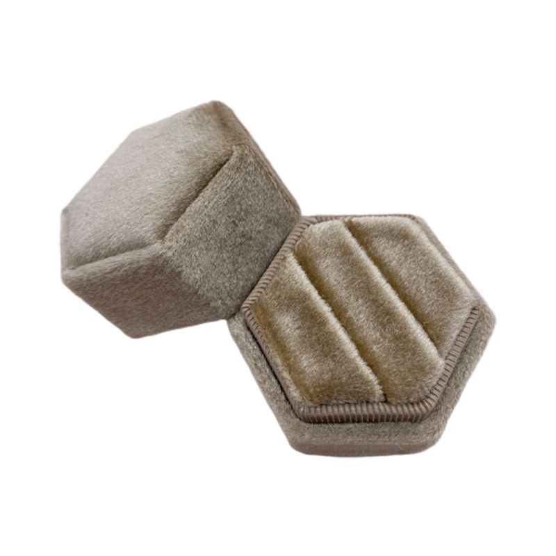 Hexagon Samt Ring Box Doppel Ring Display Halter mit Abnehmbaren Deckel Ring Box Halter für Hochzeit Zeremonie: 8YY801480-15