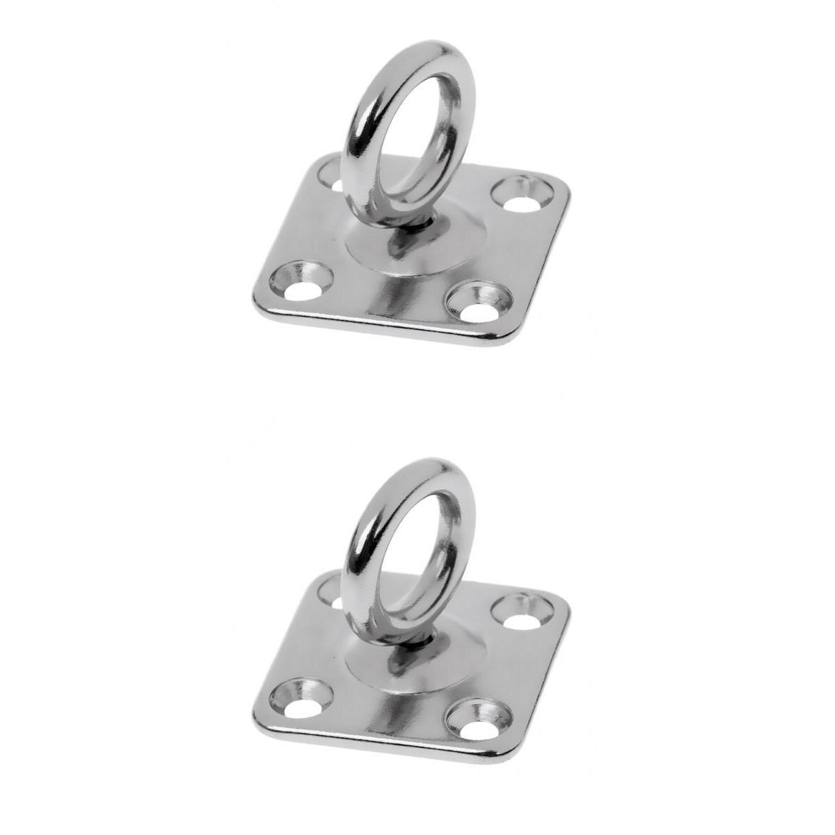 2 Pieces Stainless Steel Swivel Square Pad Eye Plate Boat Rigging Hardware