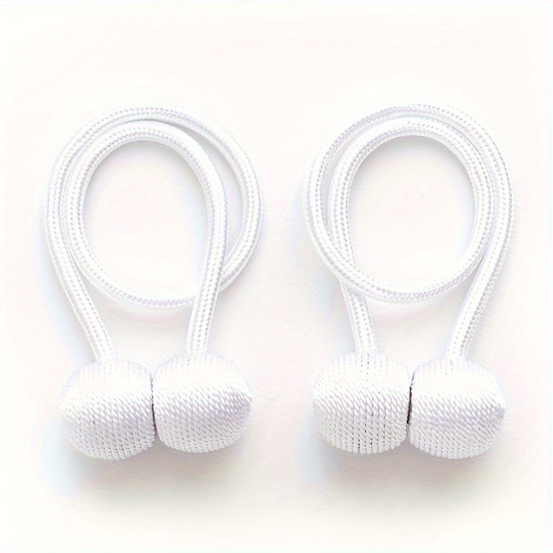 2pcs/pair Magnetic Curtain Tiebacks, Earphone Curtain Holdbacks, Bathroom Shower Curtain Accessories: WHITE