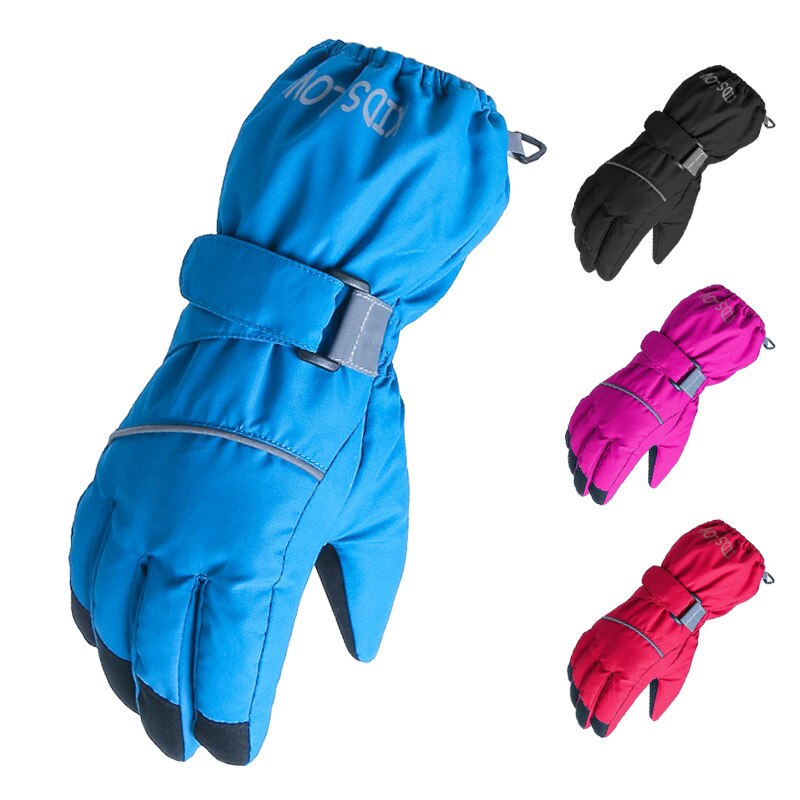 Baby Boys Winter Warm Full-finger Pure Color Outdoor Riding Ski Gloves Water And Wind Proof Non-slip Hiking Gloves