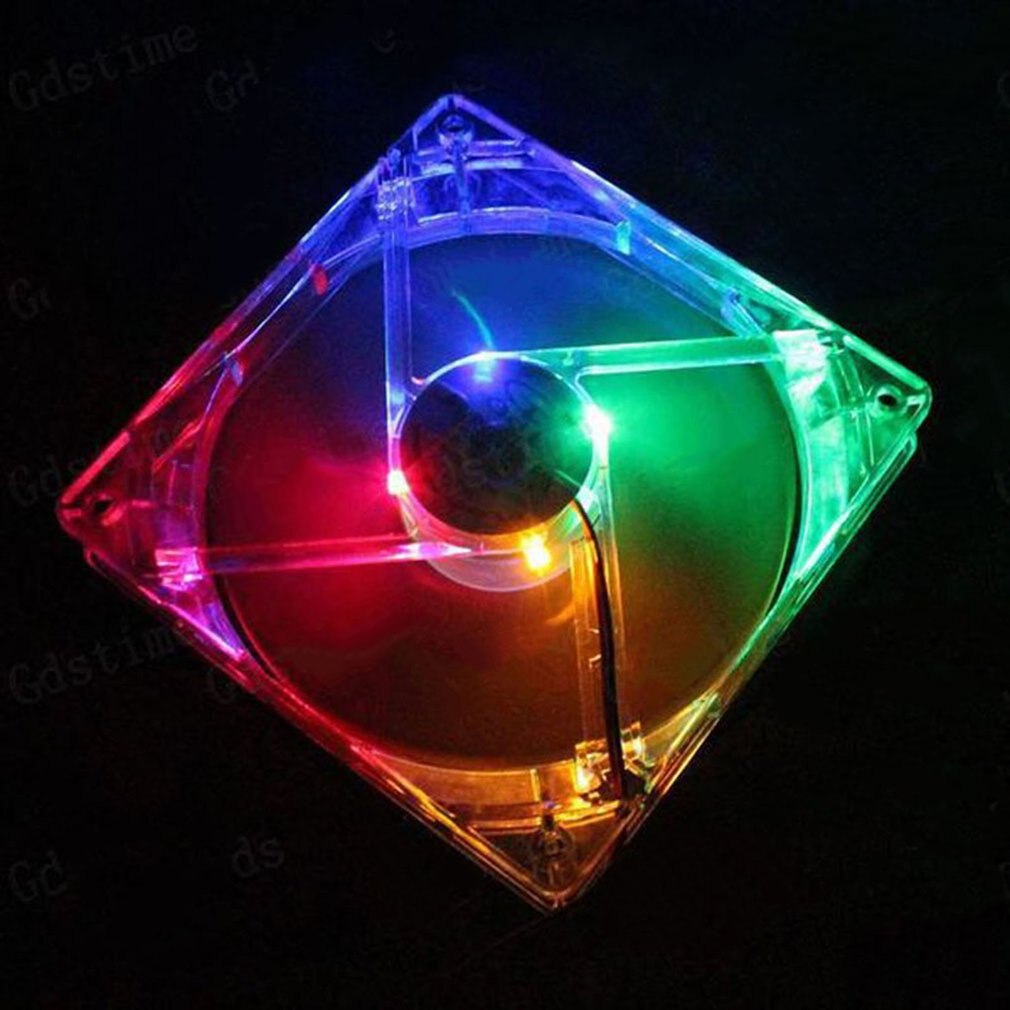 PC ventilador de computadora Quad 4 luz LED 120mm PC caja de la computadora 12V ventilador de refrigeración Mod conector Molex silencioso ventilador de fácil instalación colorido: colorful