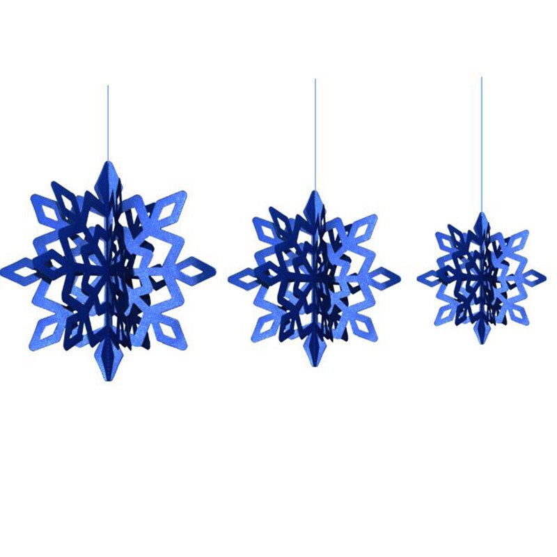 Decoraciones de copos de nieve de Navidad para de Frozen, guirnaldas de papel huecas 3D, adorno de nieve falsa, decoraciones de invierno para el hogar: Navy blue