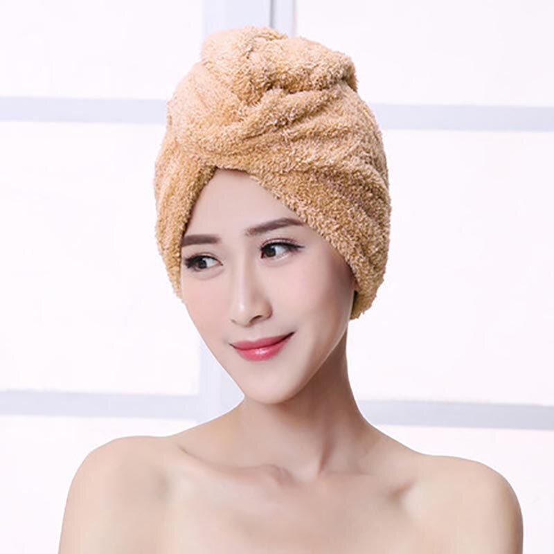 Koraal Fluwelen Haar Drogende Cap Verdikte Handdoek Douche Cap Drogen Haar Cap Super Absorberend Hoofd Handdoek Sneldrogende Haar Cap Met Knop Bad Ring Vast