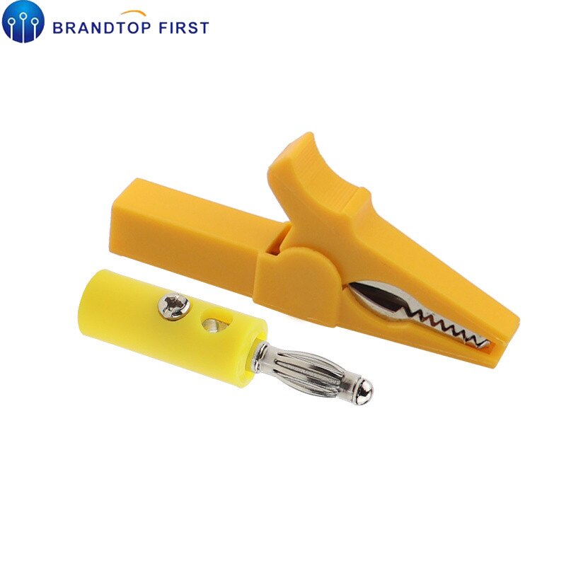 55Mm Alligator Clip + Banaanstekker, Test Probe Met 4Mm Banaan Plug Kabel Clips: YELLOW