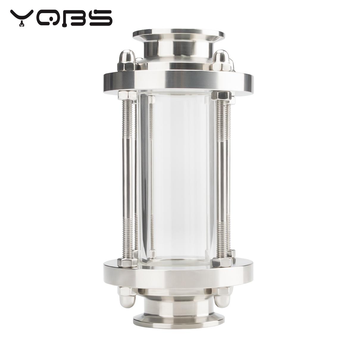 Dioptrías de cristal de flujo sanitario YQBS, ajuste de 1,5 ", triple abrazadera, tubo de 38mm OD SUS 304, acero inoxidable para producto de diario casero