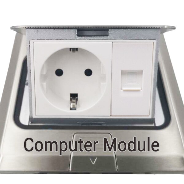Eu standard rustfrit stål panel pop up jord stikkontakt tysk stikkontakt blank board computer usb 2 pin funktionsnøgle udskiftet: Ss-computer modul