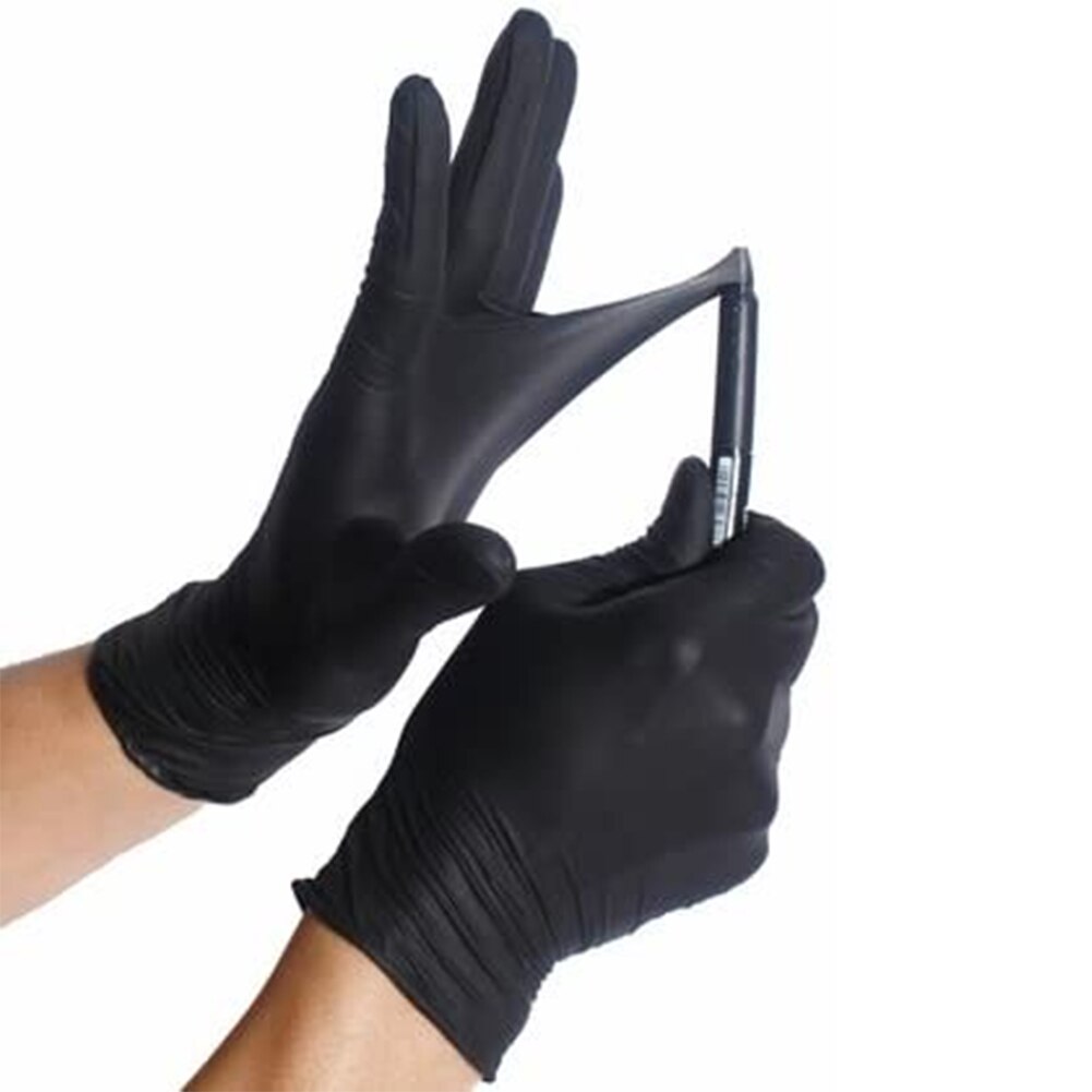 100 Stuks Wegwerp Zwarte Handschoenen Huishouden Keuken Schoonmaken Wassen Handschoenen Nitril Laboratorium Nail Art Tattoo Anti-Statische Handschoenen