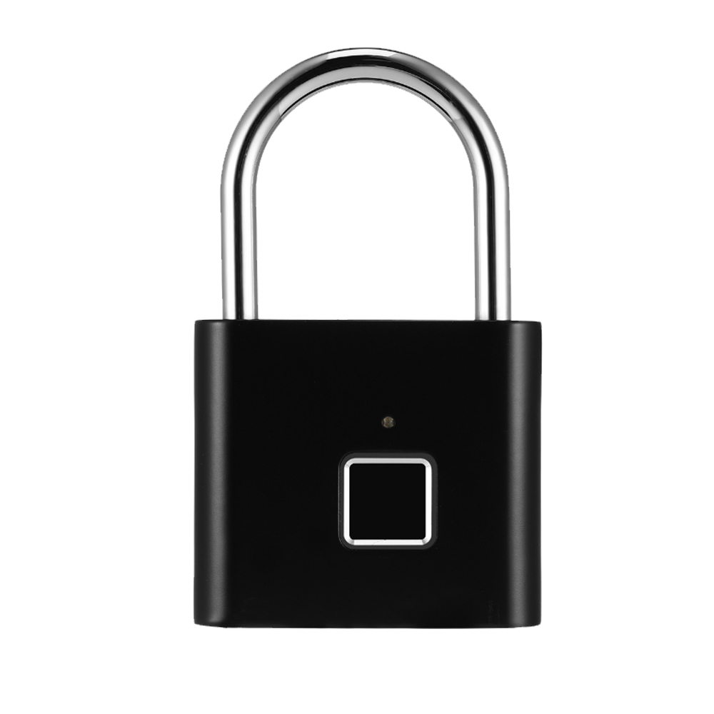 Vingerafdruk Slot Smart Hangslot Thumbprint Deur Hangsloten Draagbare Waterdichte Anti-Diefstal Vingerafdruk Slot Voor Zak Lade Koffer: Black