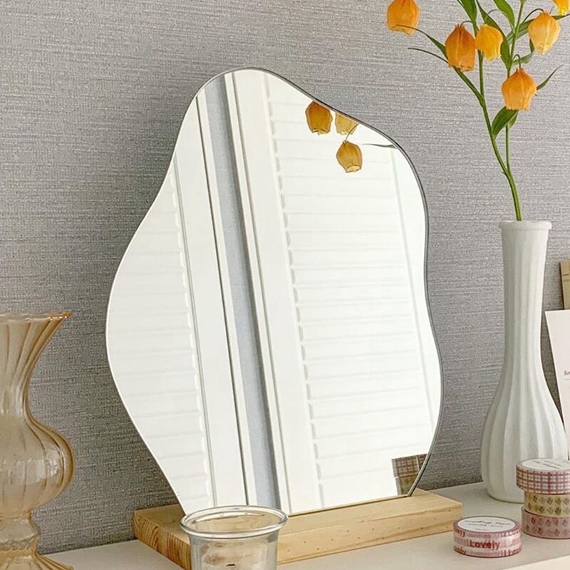 Koreaanse Stijl Make-Up Spiegel Ins Acryl Decoratieve Spiegel Houten Base Cosmetische Beauty Tools