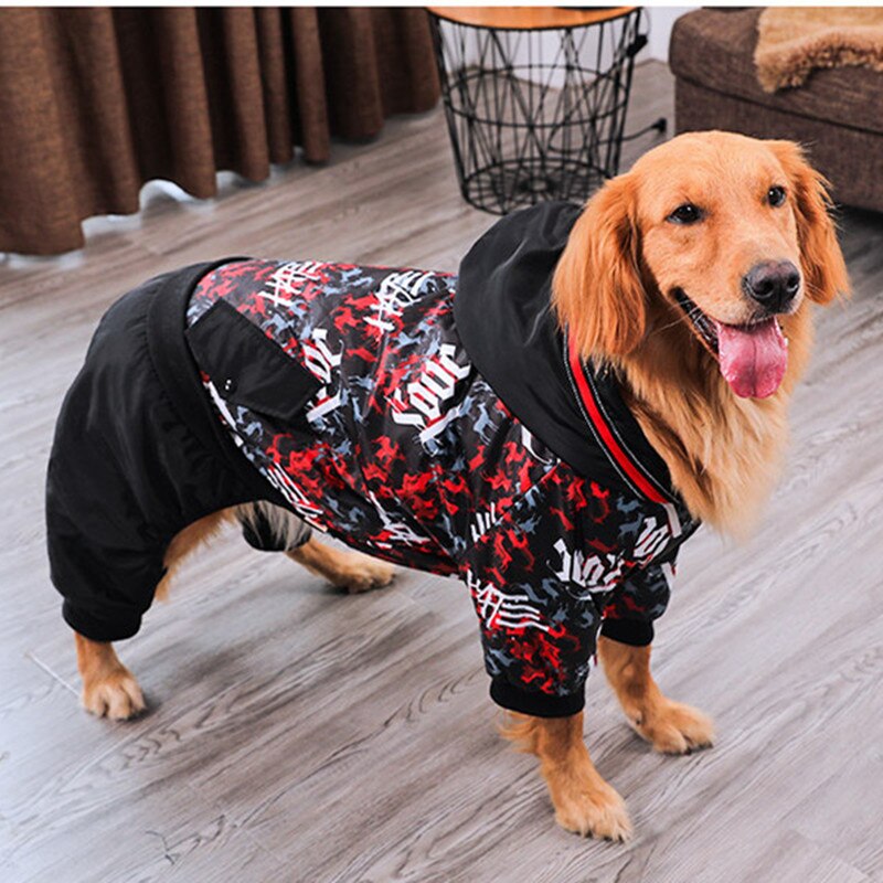 Stor hund kläder vinter varm hund hoodie snödräkt stor hund vadderad kappa för alaska labrador