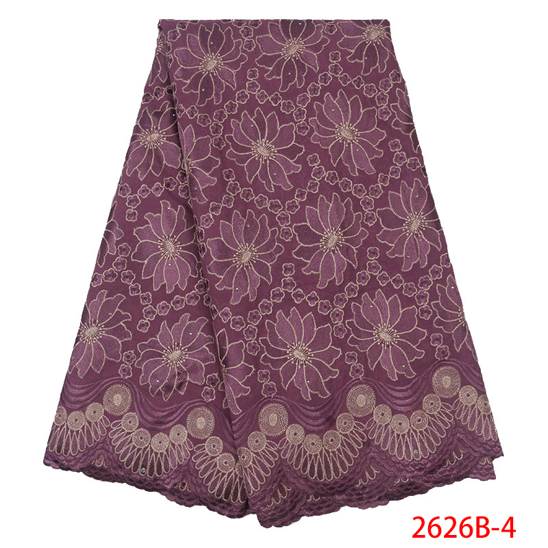 Schweizer Schleier Schnürsenkel in schweiz Afrikanischen Trockenen Spitzen Stoff Emboridery Baumwolle mit steinen KS2626B-1