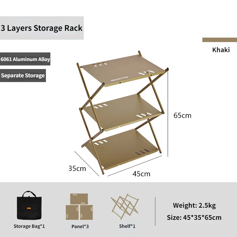 Outdoor Movable Rack MOUNTAINHIKER Three-tier Rack Outdoor Storage Shel... – Grandado