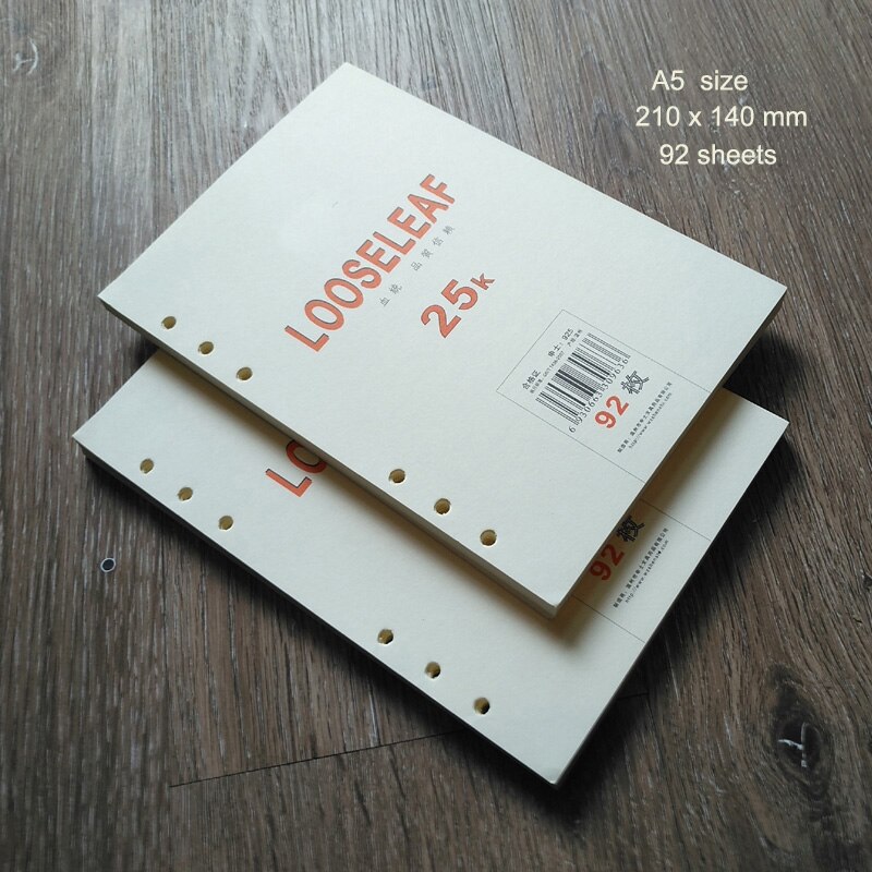 A5 a6 folha solta reenchida bloco de notas de papel almofada de escrita sketchbook compostion livro para caderno planejador livro material escolar escritório: A5 size B style 2PCS