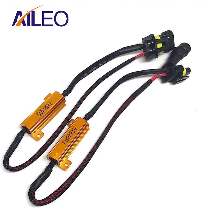 Résistance de charge de voiture 50W H1 H3 H7 H11 9006 hb3 hb4 h9 h8 H4, annuleur d&#39;erreur, décodeur Canbus LED, câblage gratuit, lumière