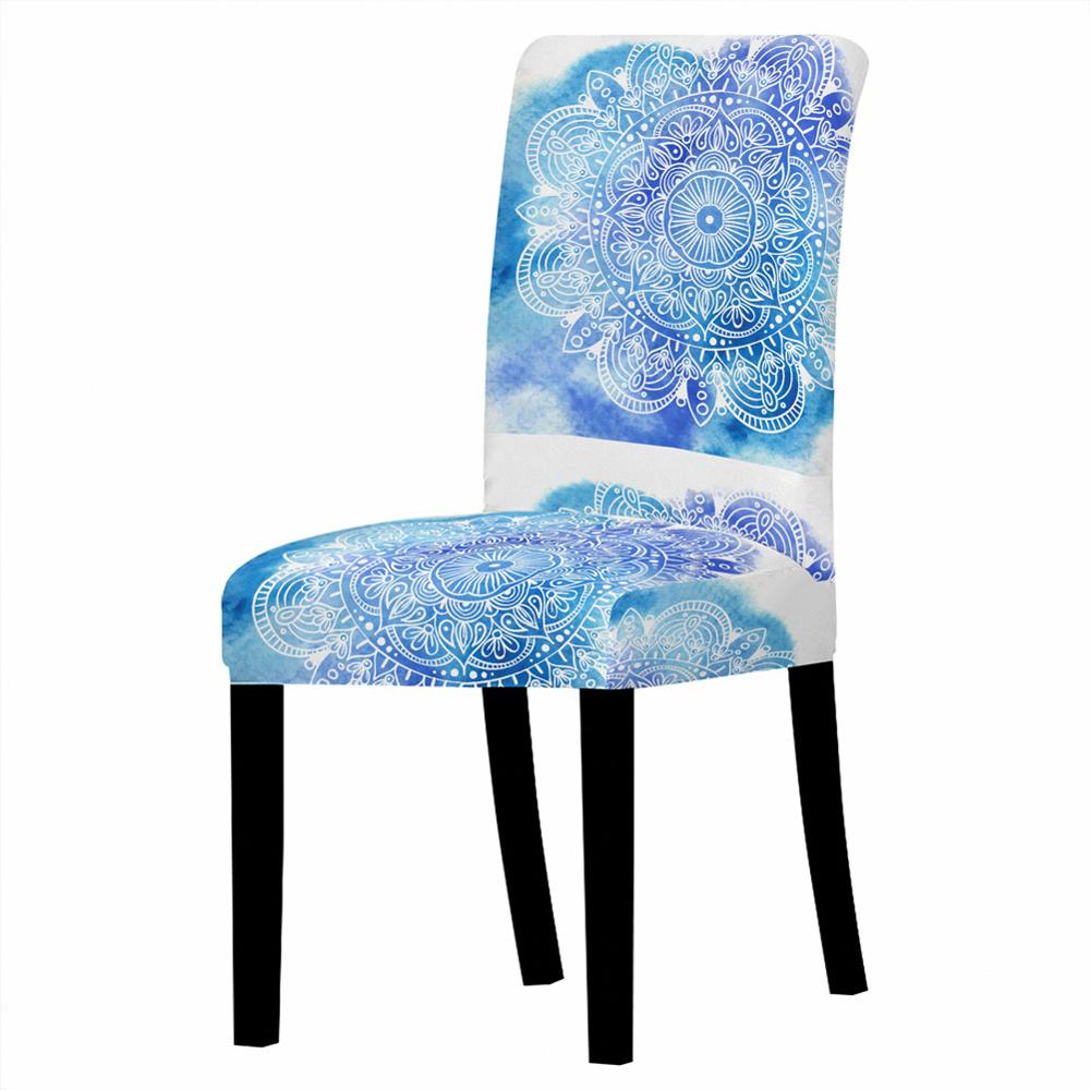 Housse de chaise élastique en élasthanne avec motif mandala et fleurs, housse de protection pour chaise à dossier haut, pour restaurant, fête de mariage, décoration de salle à manger