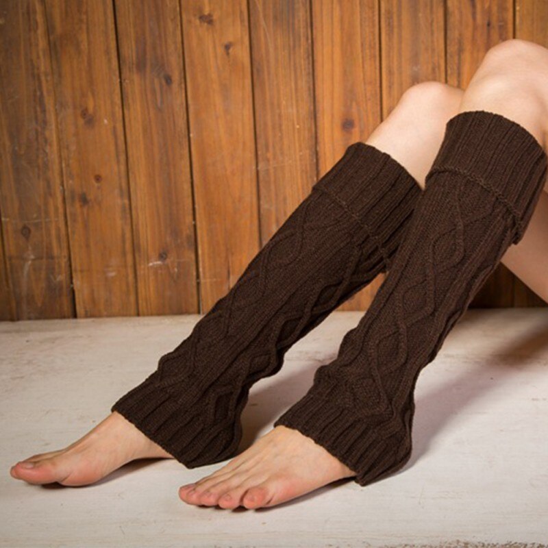 Polainas de lana de Punto Calientes en la sección larga del conjunto de botas de rombos conjunto de pies de otoño e invierno pilas de medias legwarm
