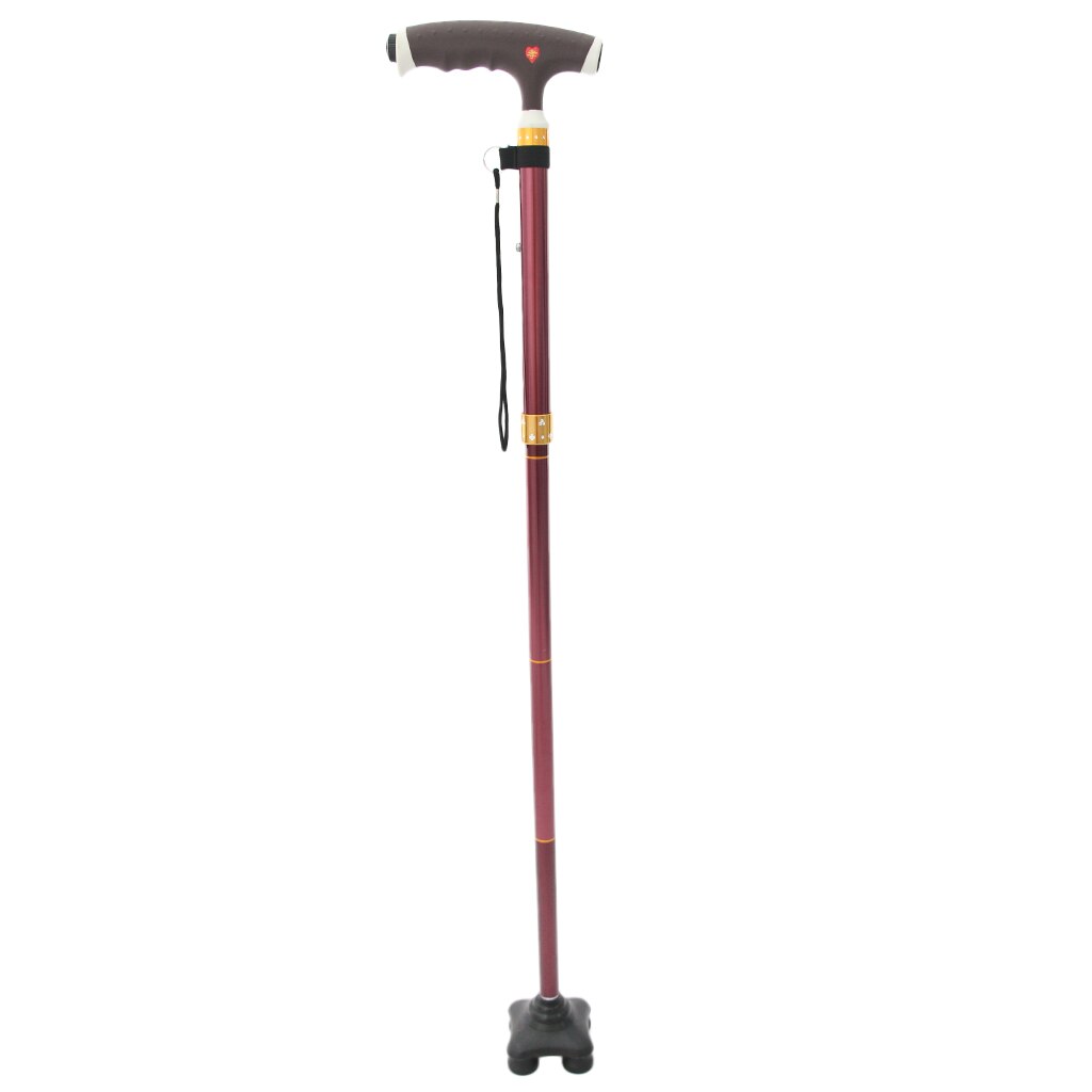 Folding Walking Stick Height Adjustable Led Lightweight Cane Quad Non-slip