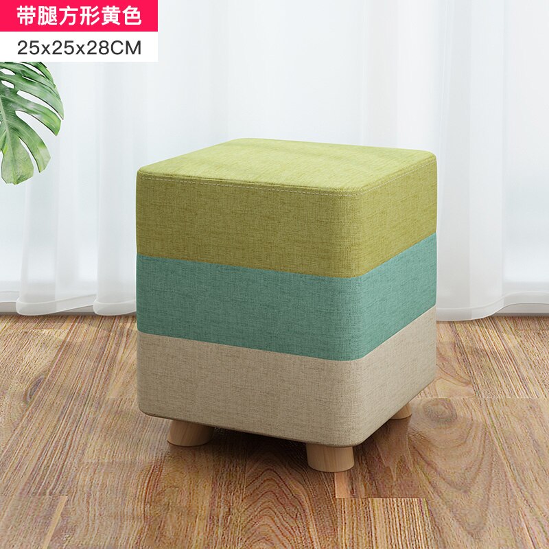 Tissus tabouret rond en bois maison adulte enfants canapé petite chaise basse poufs moderne changement chaussures banc: 1