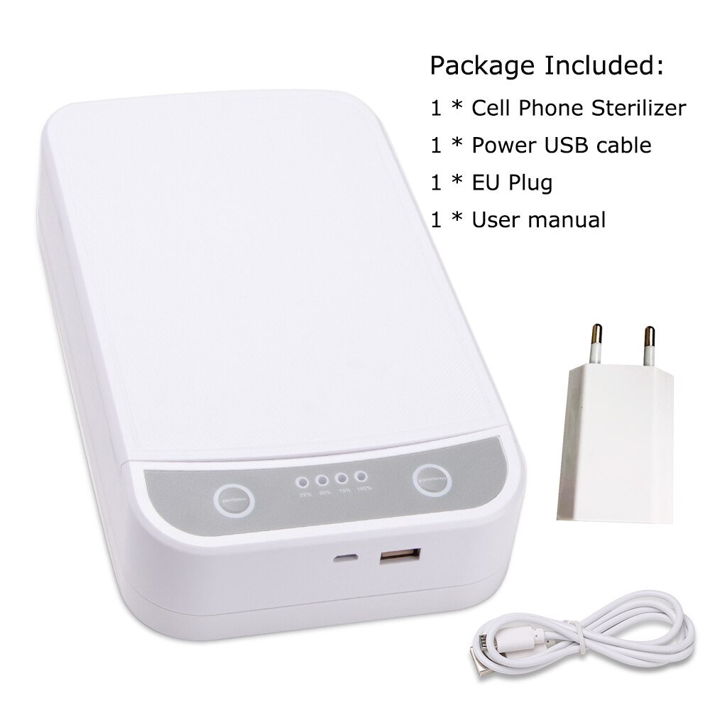 Portable UV Sterilizing Box Disinfector Multifunctional Cellphone UV Light Sanitizer Box with Aromatherapy and Charging Function: with USB and EU Plug
