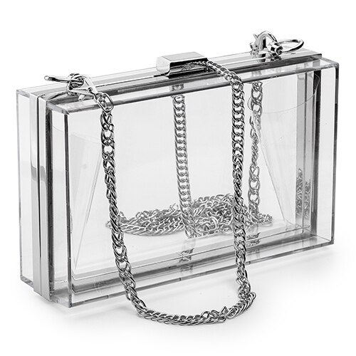 Women Acrylic Clear Purse Cute Transparent Crossbody Bag Lucite See Through Handbags Evening Clutch Events Stadium Approved: silver frame clear