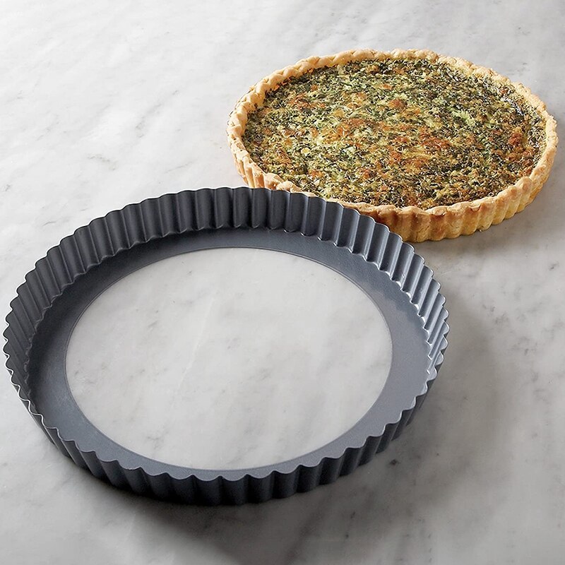 Removable Bottom Non-Stick Tart and Quiche Pan, Diameter,Loose Bottom Quiche Pan