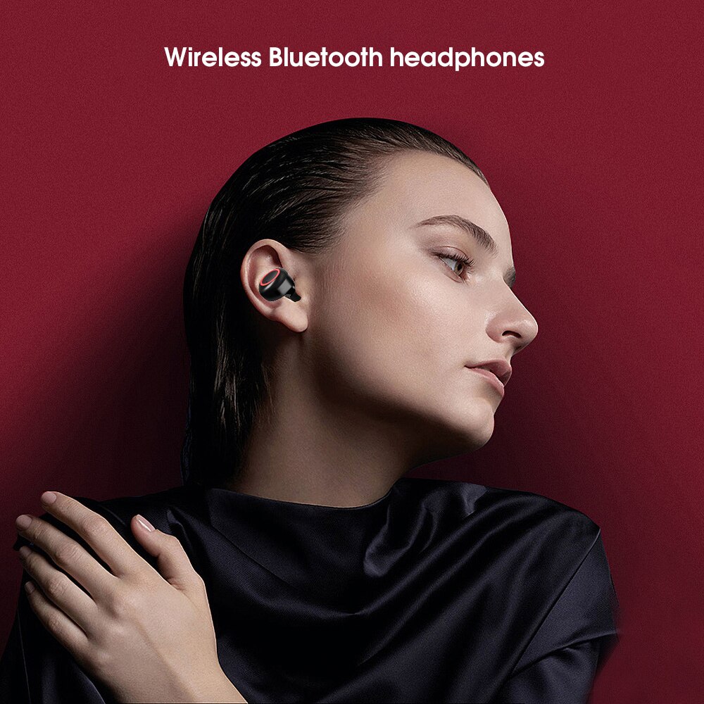 TWS Bluetooth 5.0 Auricolare Impermeabile di Sport Auricolari Vivavoce Auricolari Stereo Senza Fili Auricolare con Microfono per IOS Android Phone