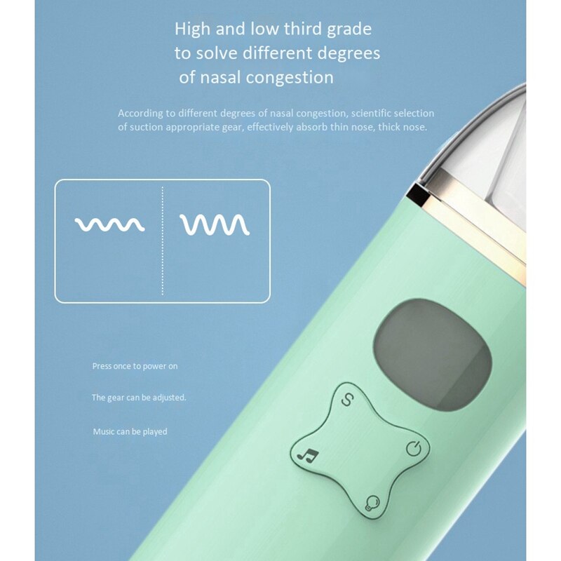 Baby Nasal Inhaler Battery Operated Nasal Vacuum Cleaner Strong Inhalation, LCD Sn, Music, Safety and Hygiene, Suitable for
