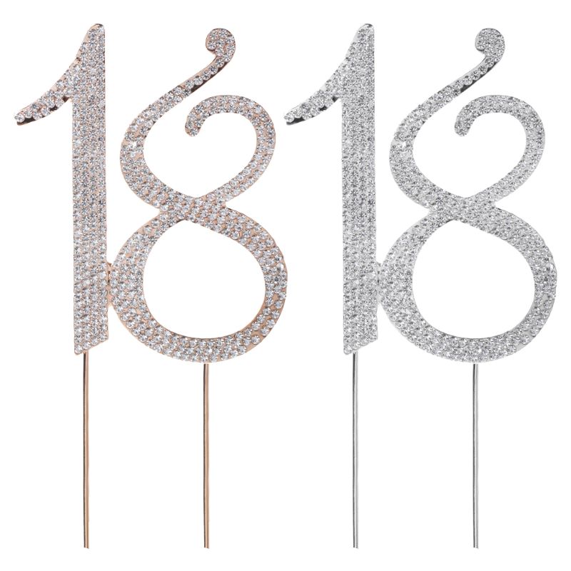 Rhinestone Number 18 Cake Topper For 18th Birthday Wedding Anniversary Party Decoration Supplies