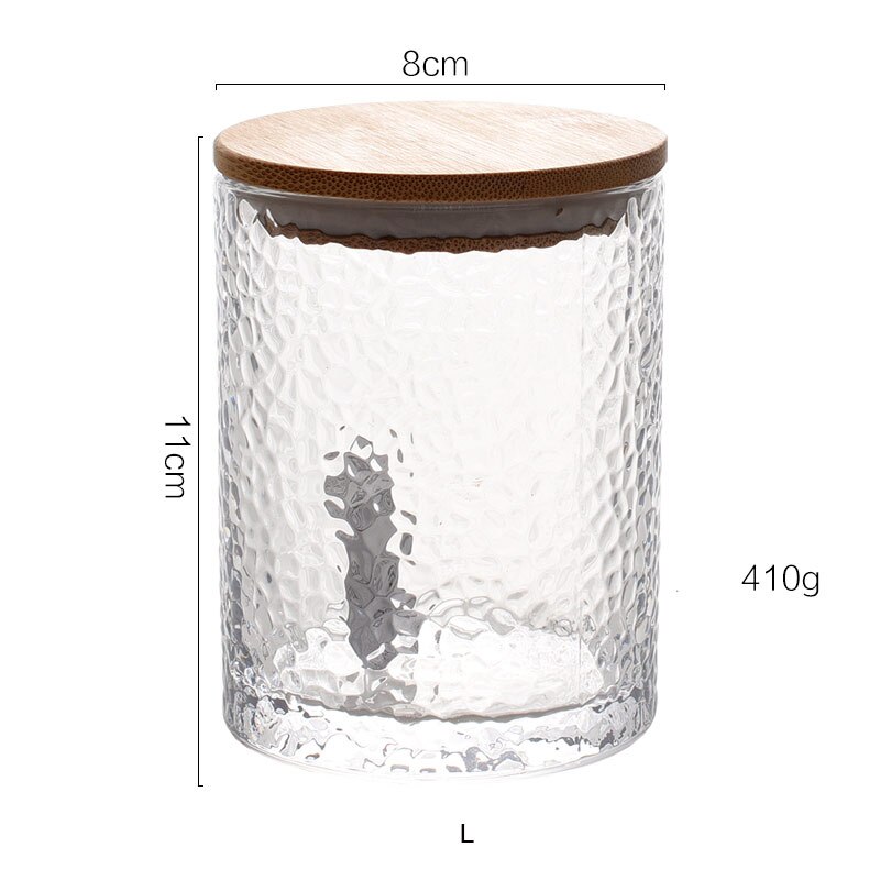 Nordic Kitchen Organizer Sealed Glass Canister Food Storage Container Tea Coffee Sugar Storage Jars With Wood Lid and Rim: Large