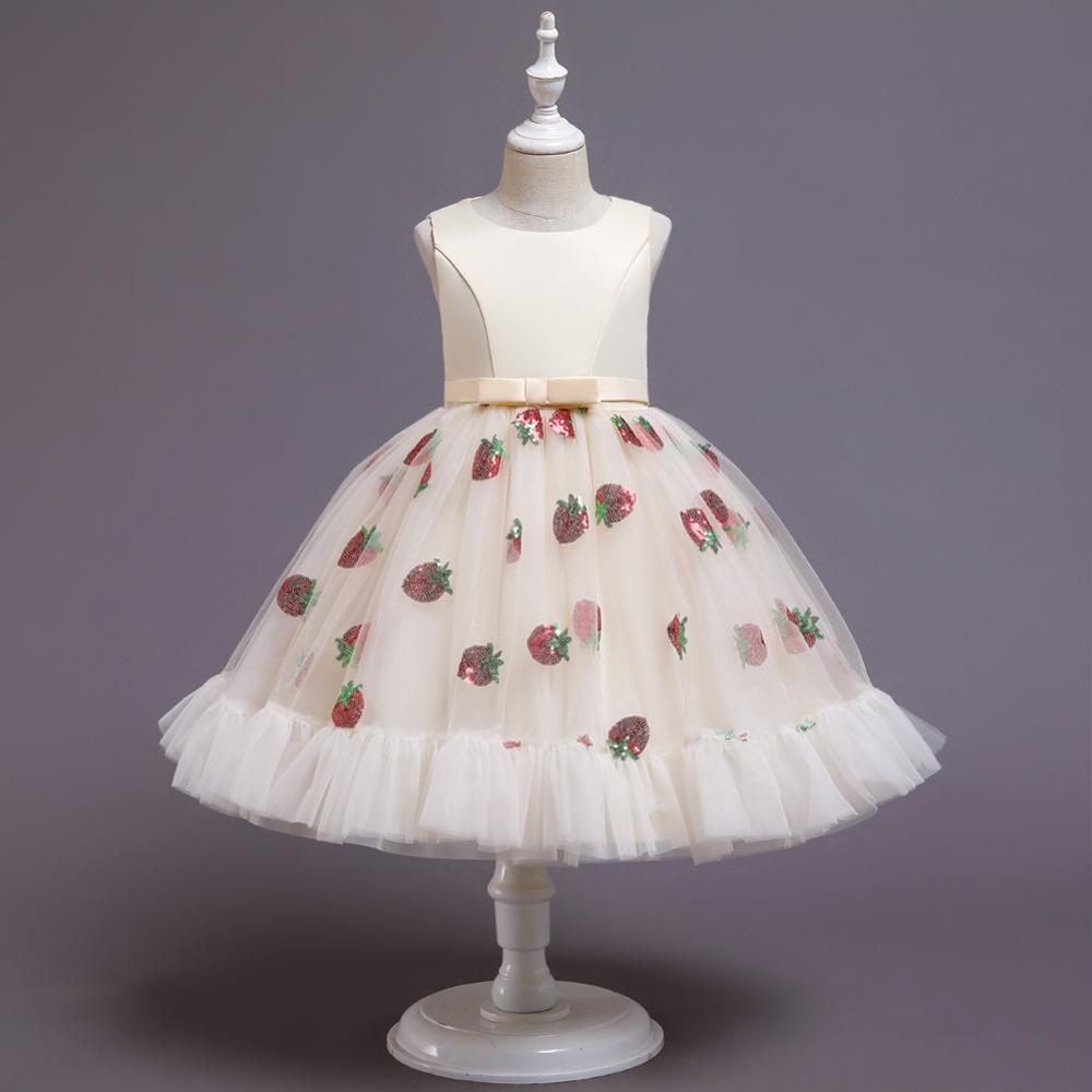 Jul kjole nederdel børn prinsesse kjole europæiske og amerikanske paljetter jul jordbær show aften kjole